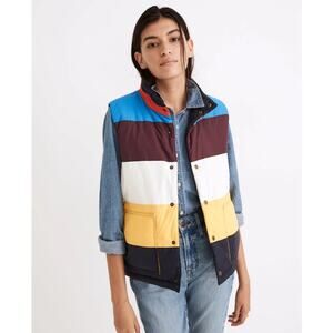 Kule Reversible Simon Puffer Vest Size S Colorblock Snap Front Retro Madewell
